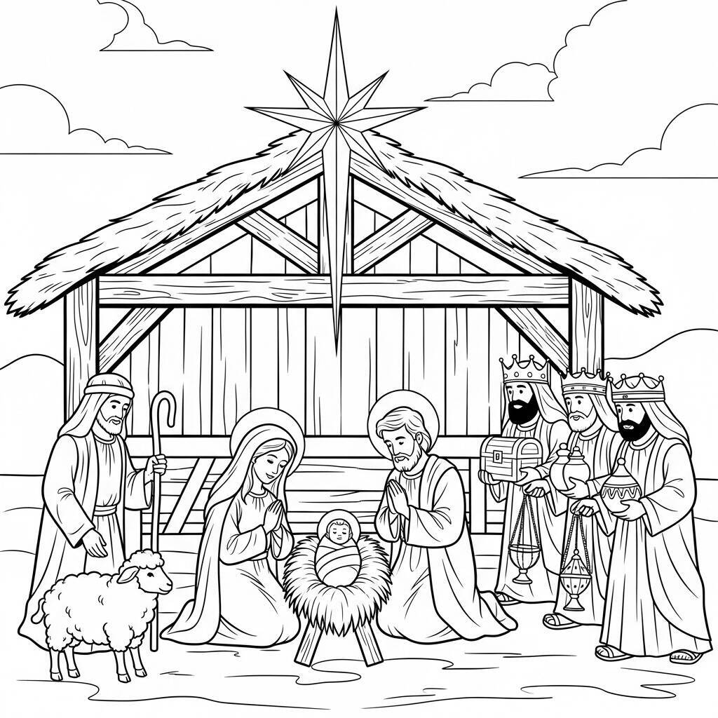 Malvorlage „Weihnachtsstern“.