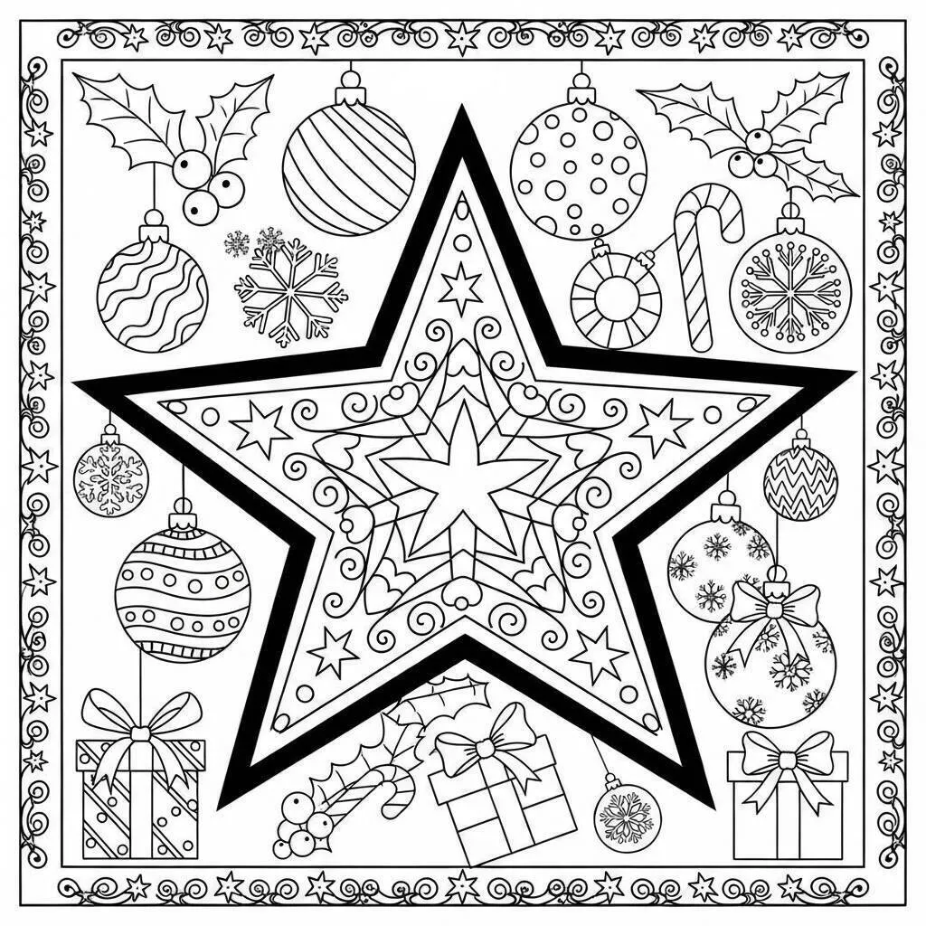 Desenho de Estrela de Natal para Colorir