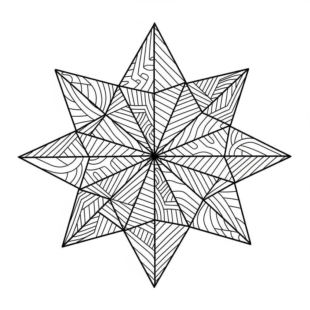 Desenho de Estrela de Origami para Colorir