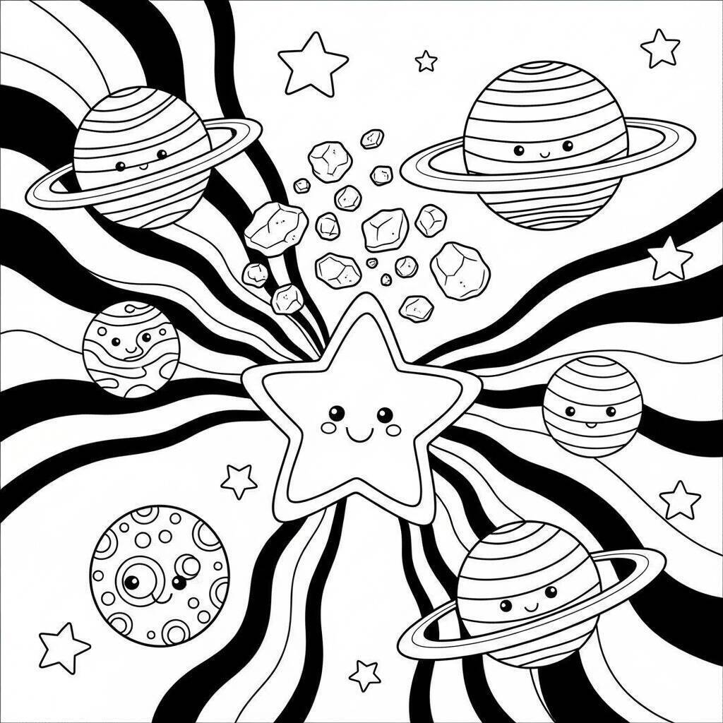 Desenho de Estrela do Espaço para Colorir