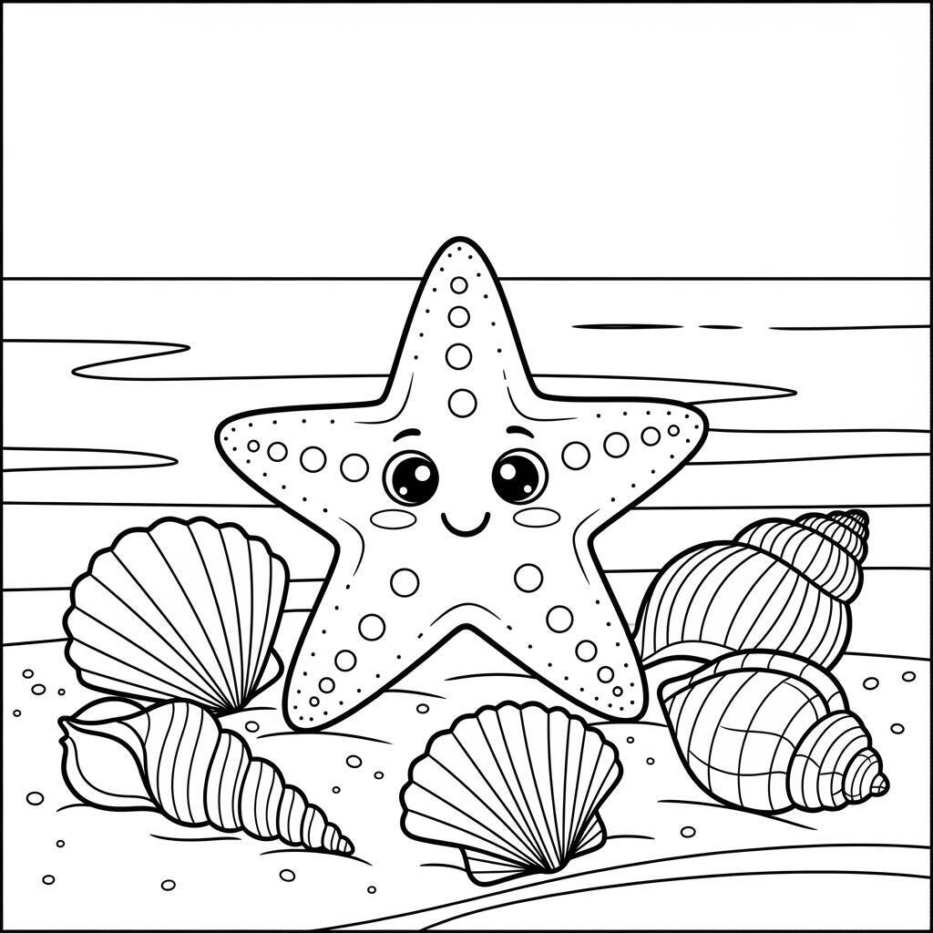 Cute Starfish Coloring Page