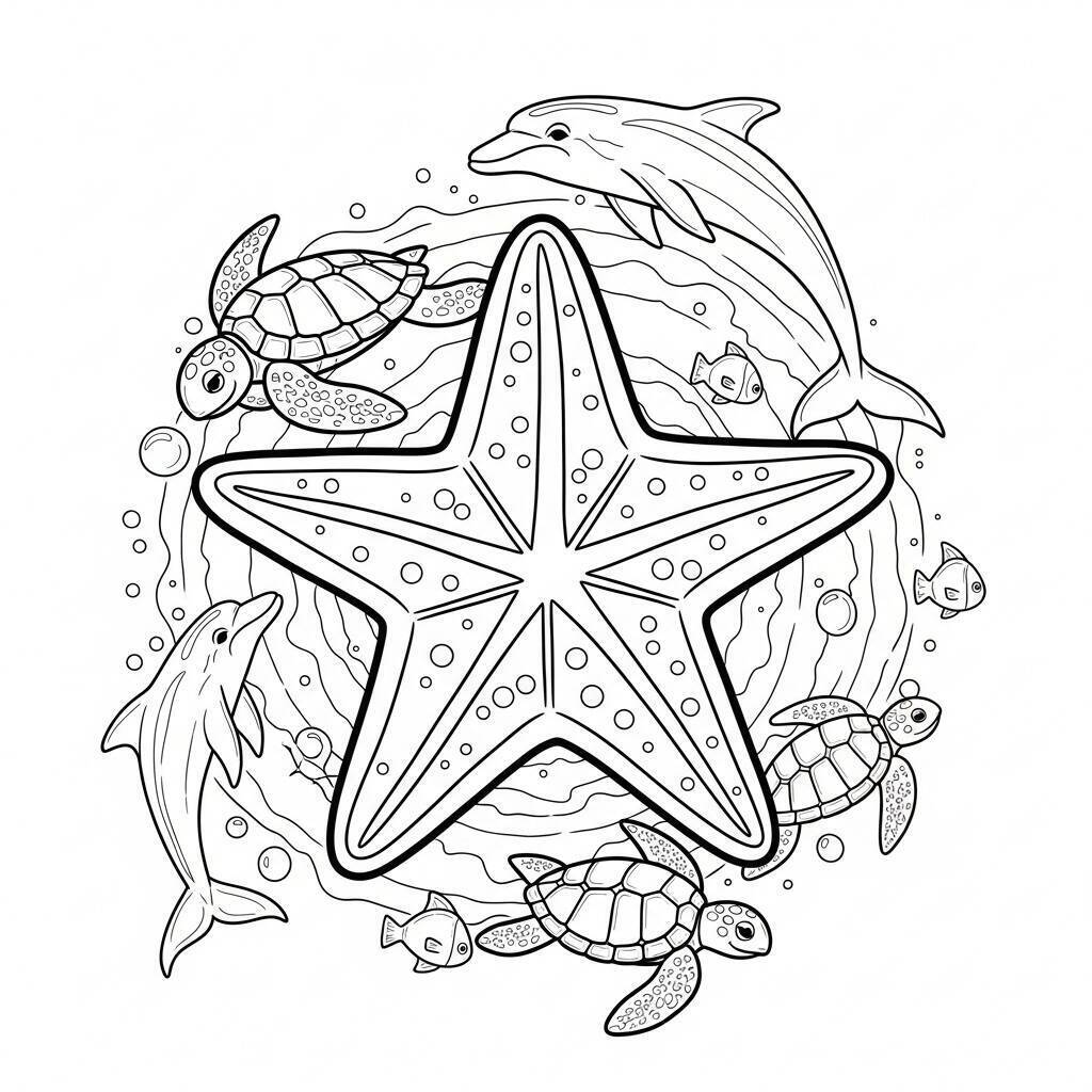Desenho de Estrela do Oceano para Colorir
