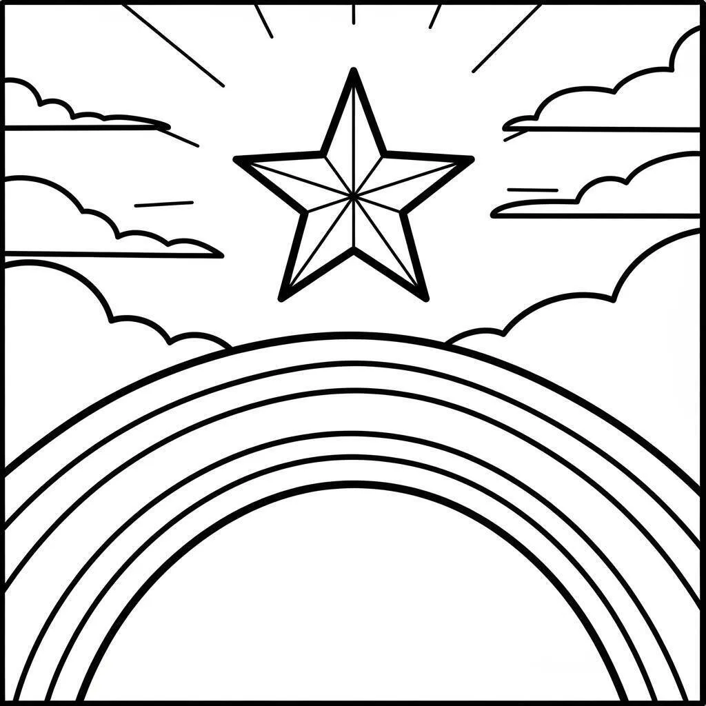 Desenho de Estrela e Arco-íris para Colorir