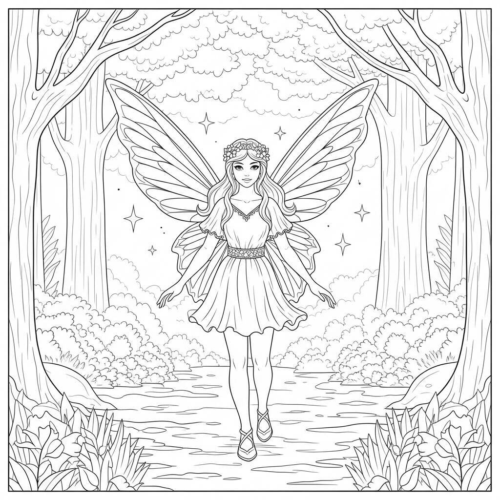 Desenho de Fada Brilhante para Colorir