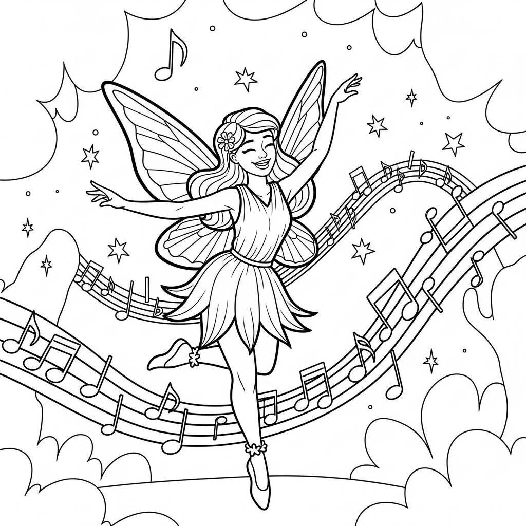 Desenho de Fada Dançando para Colorir