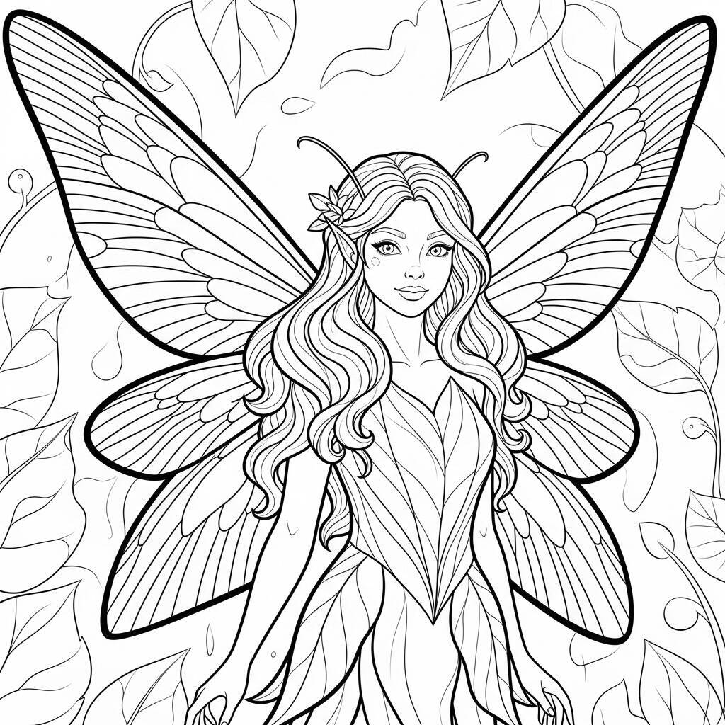 Desenho de Fada Realista para Colorir