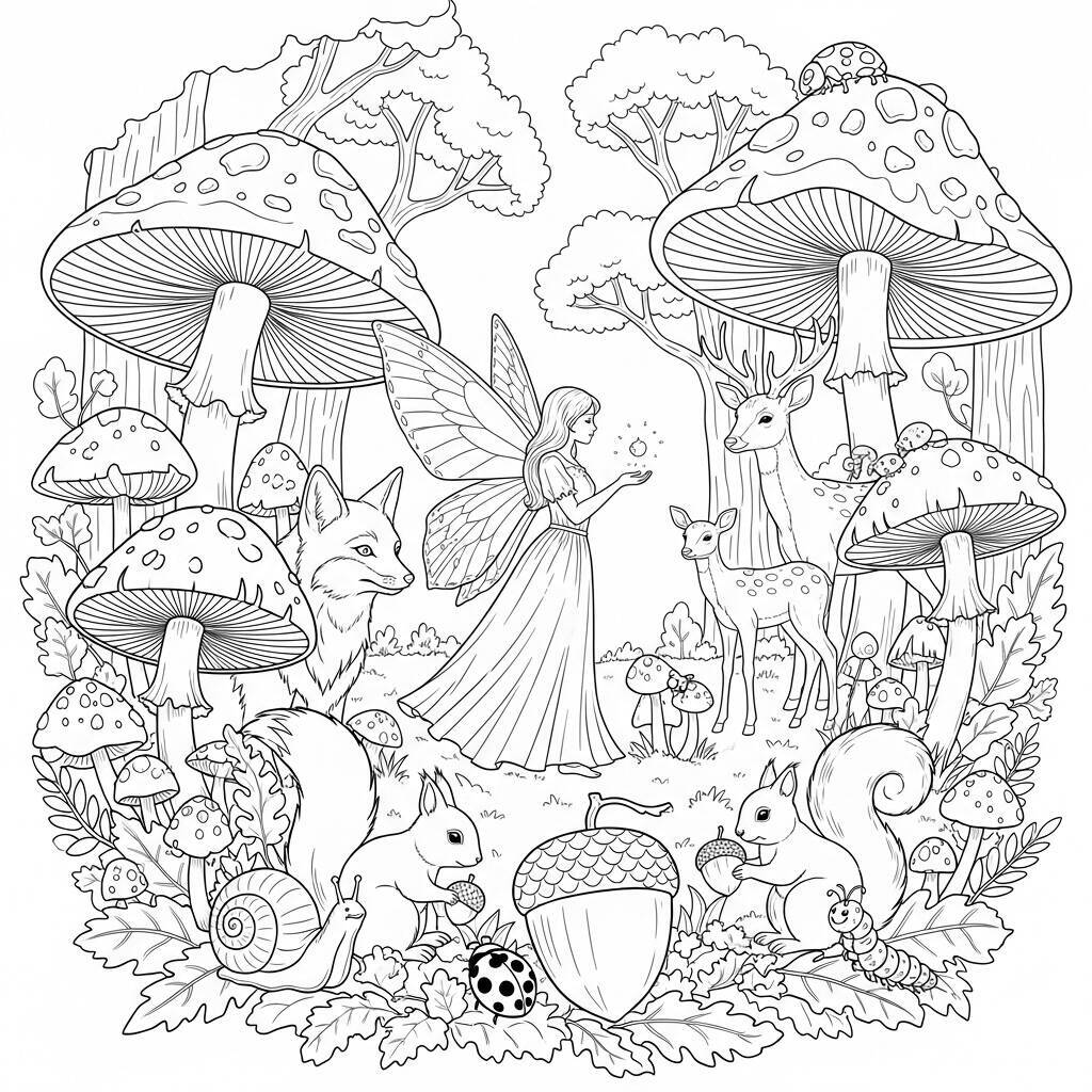 Desenho de Fada da Floresta para Colorir