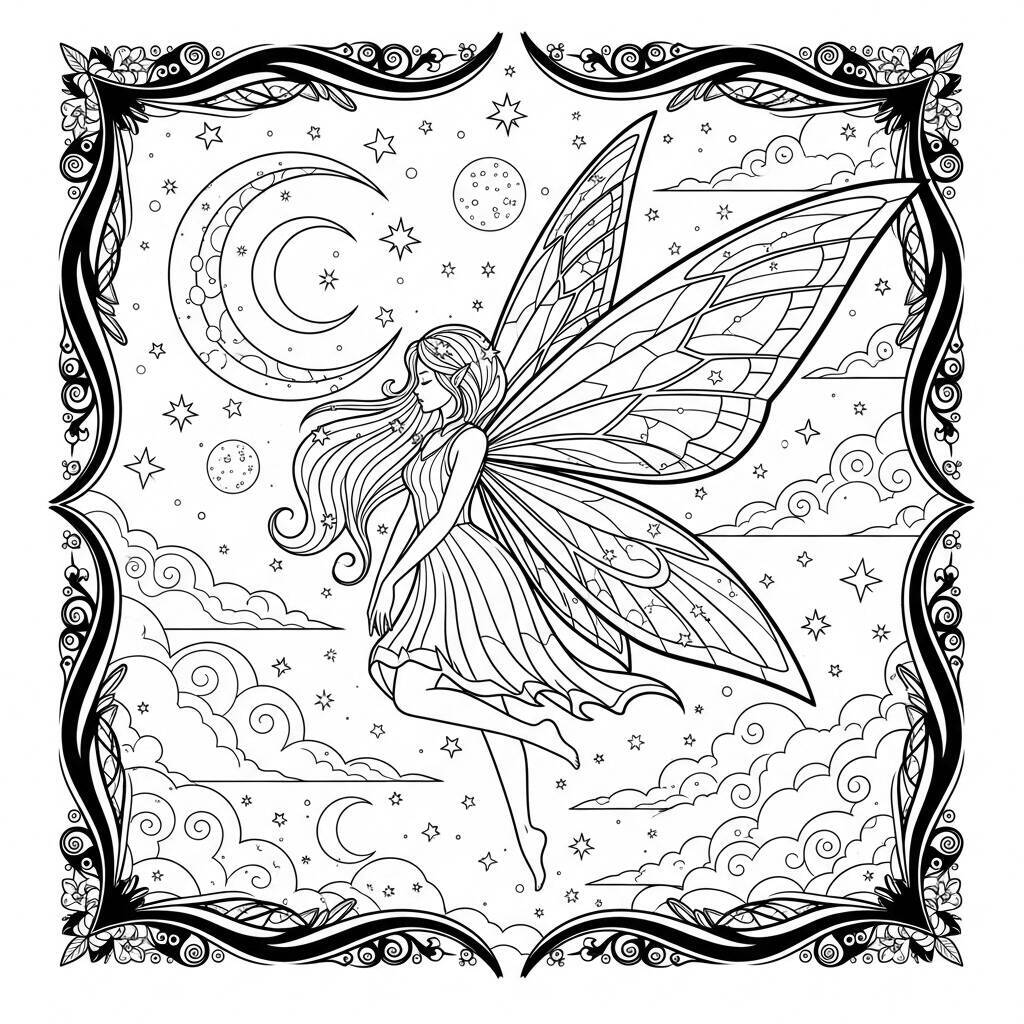 Desenho de Fada da Noite para Colorir