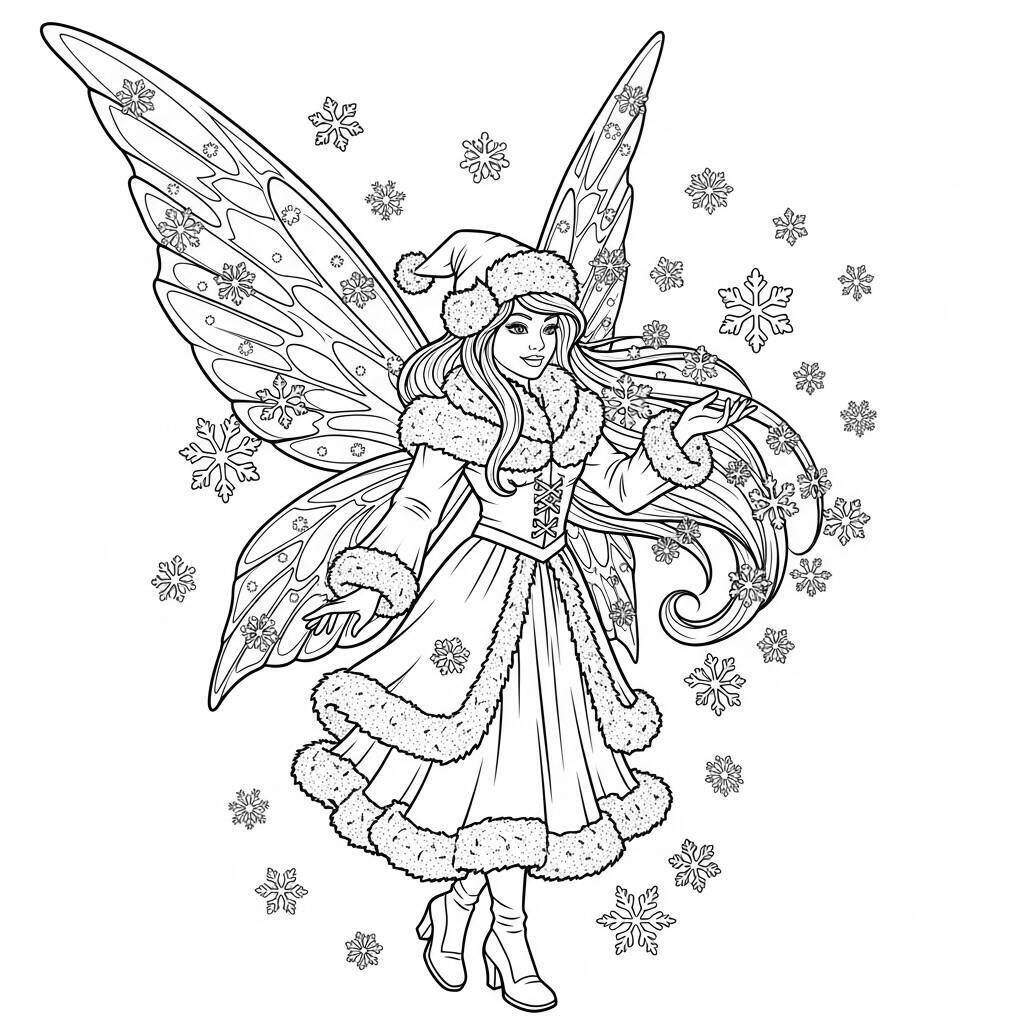 Desenho de Fada de Inverno para Colorir