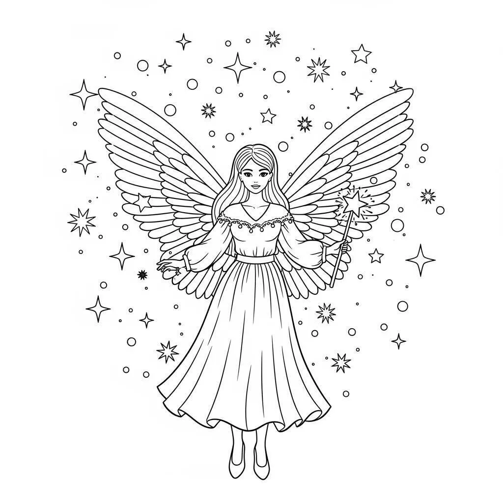 Desenho de Fada de Natal para Colorir