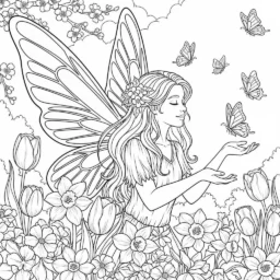 Desenho de Fada de Primavera para Colorir