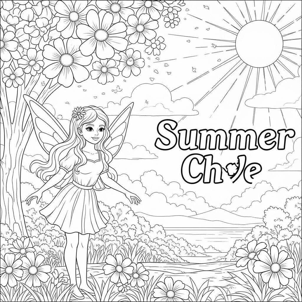 Desenho de Fada de Verão para Colorir