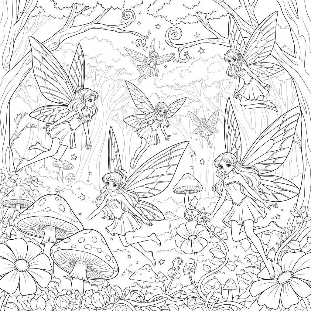 Desenho de Fadas Anime para Colorir