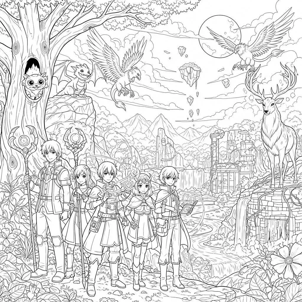 Desenho de Fantasia Anime para Colorir