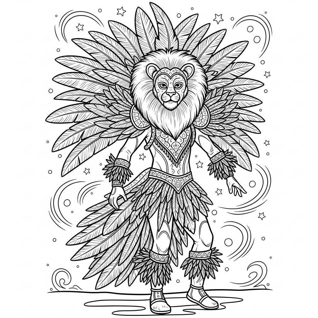 Desenho de Fantasia de Carnaval de Animais para Colorir