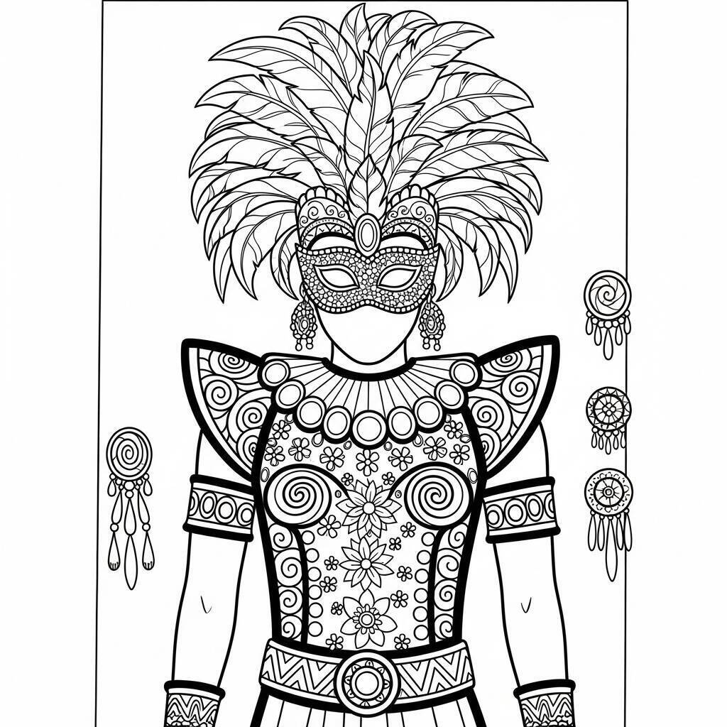 Desenho de Fantasia de Carnaval para Colorir