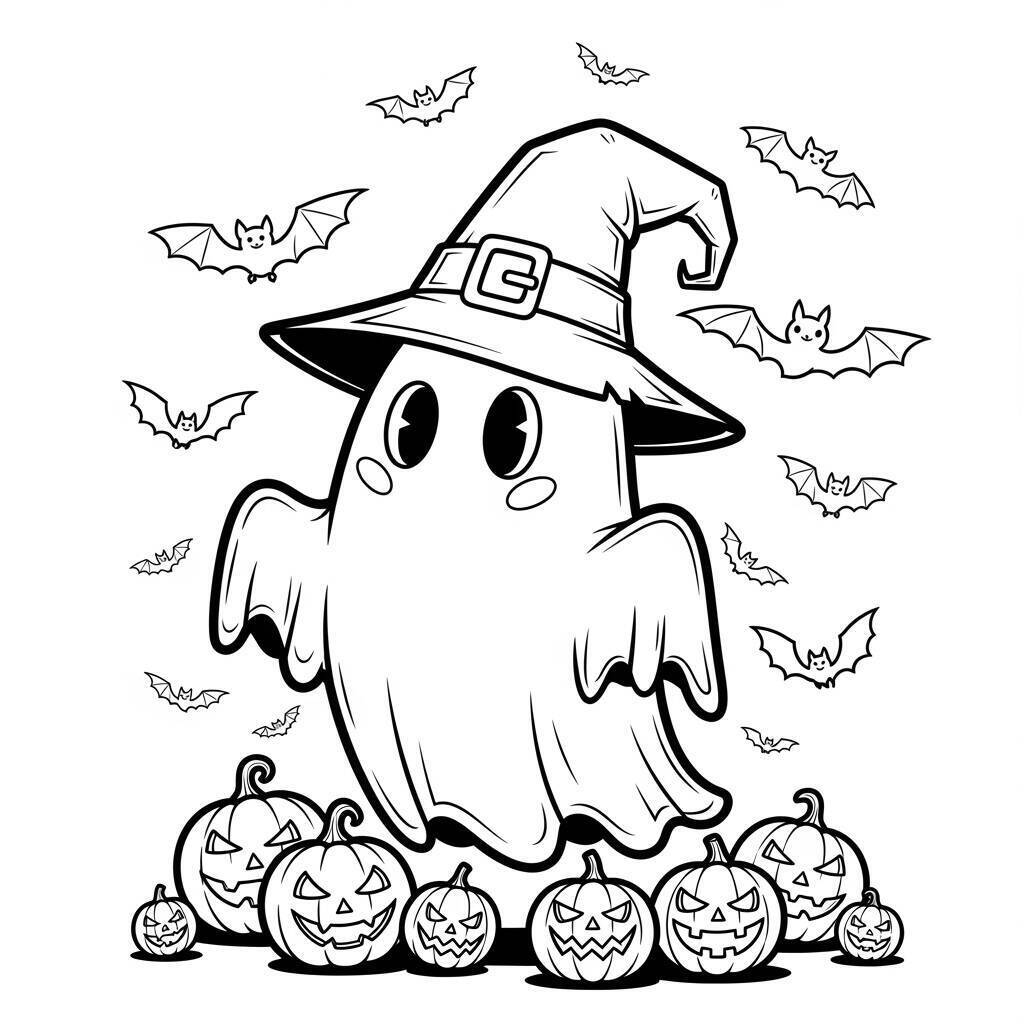 Kolorowanka z duchem Halloween