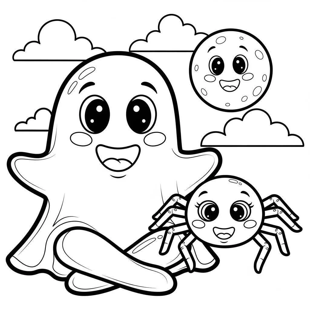 Desenho-de-Fantasma-e-Aranha-para-Colorir Desenho de Fantasma e Aranha para Colorir