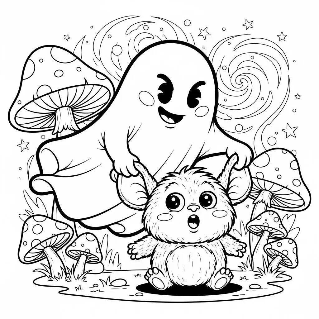 Desenho de Fantasma e Bicho-Papão para Colorir