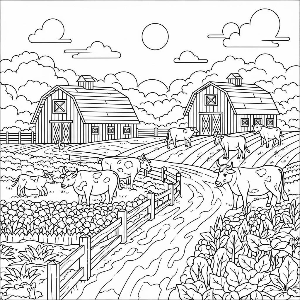 Desenho de Fazenda para Colorir