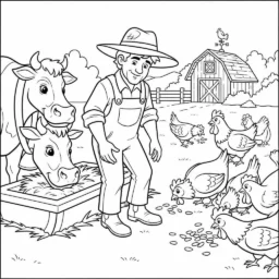 Coloriage fermier avec des animaux