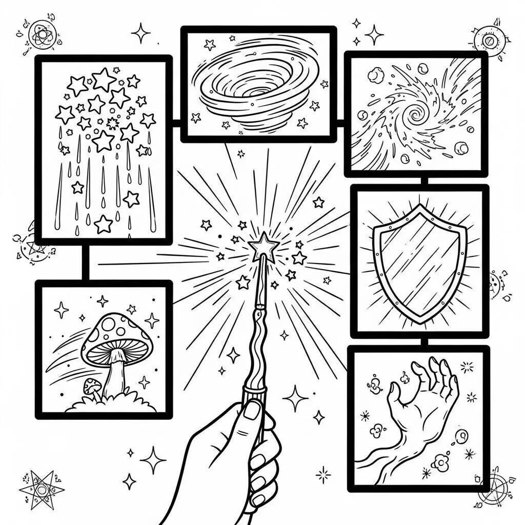 Desenho de Feitiços para Colorir