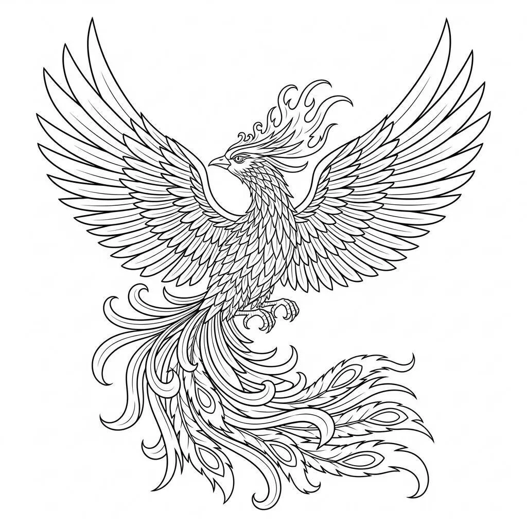 Desenho de Fênix para Adultos para Colorir