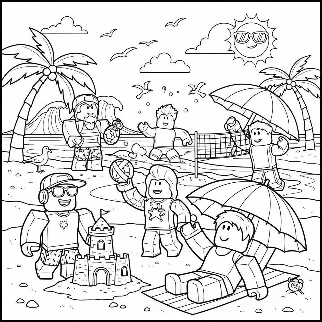 Desenho de Férias do Roblox para Colorir