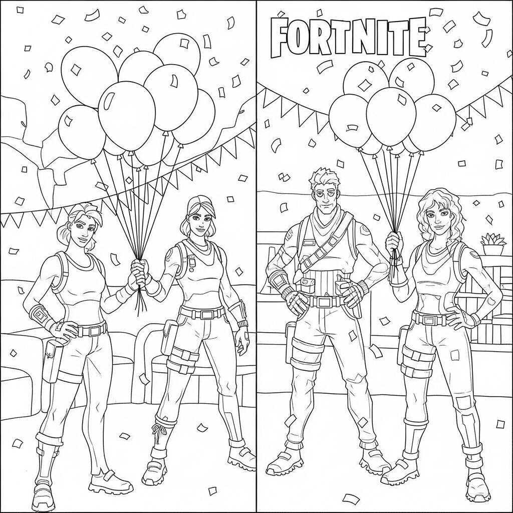 Desenho de Festa Fortnite para Colorir