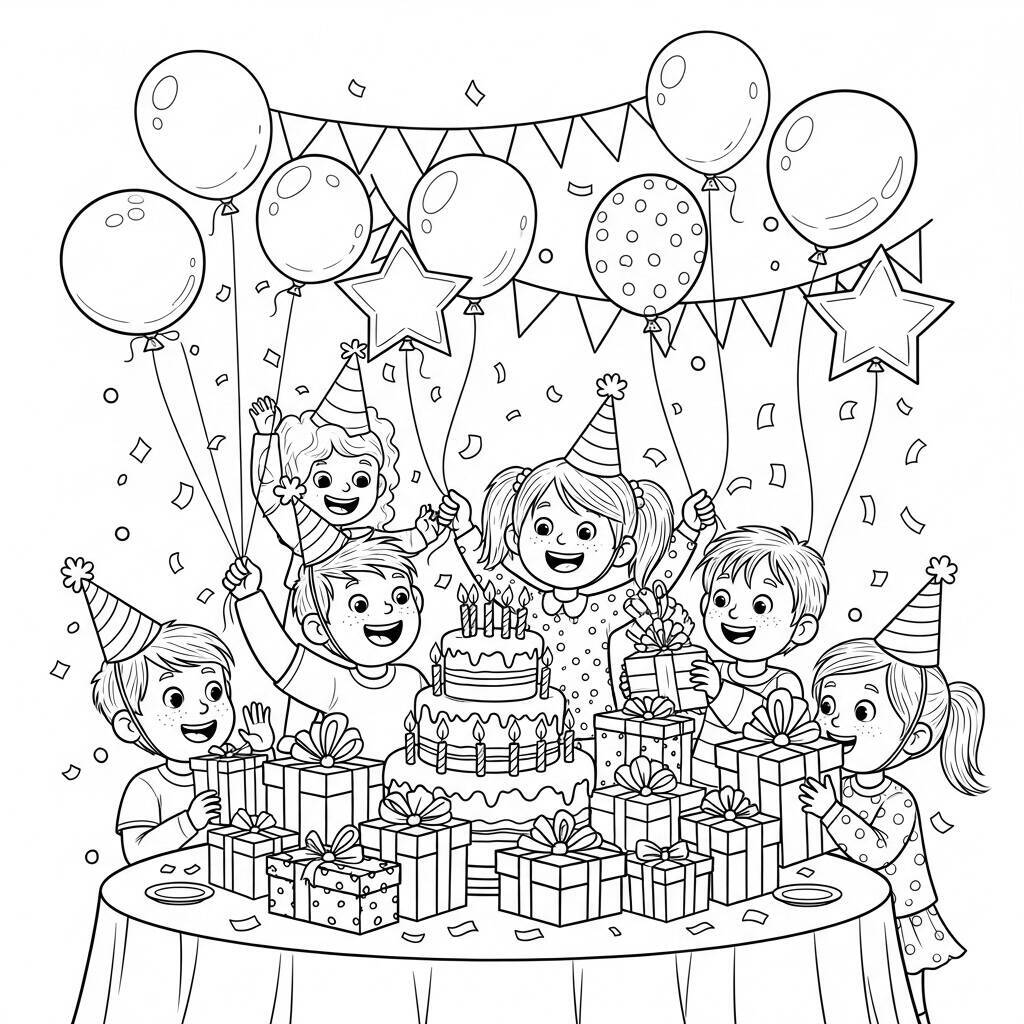 Desenho de Festa de Aniversário para Colorir