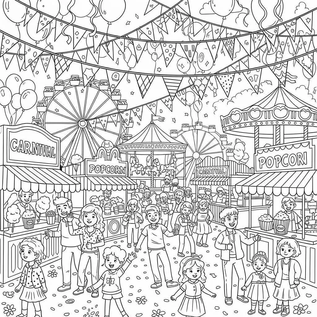 Desenho de Festa de Carnaval para Colorir