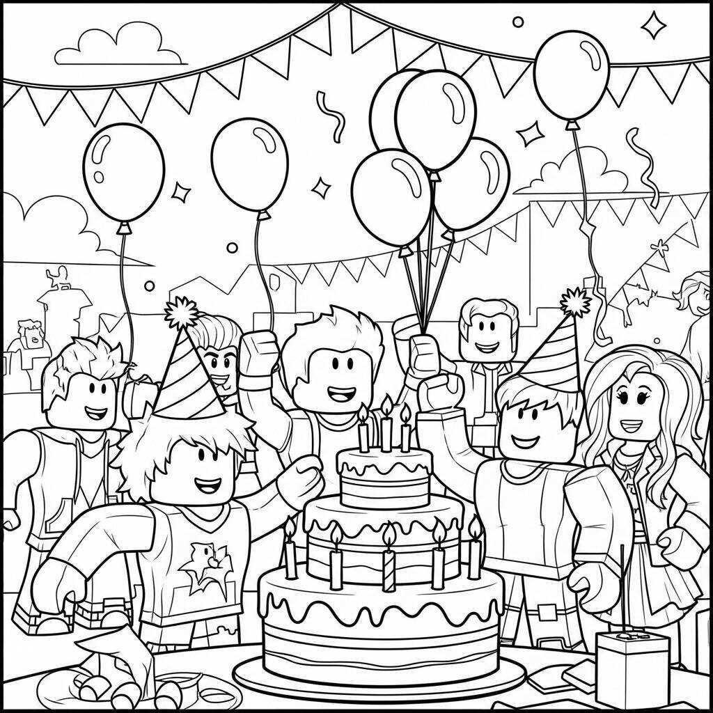 Desenho de Festa do Roblox para Colorir