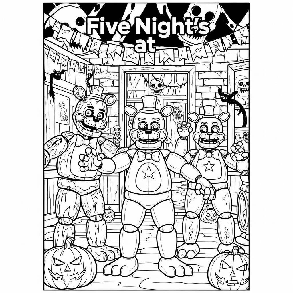 Desenho de Five Nights at Freddy's Halloween para colorir