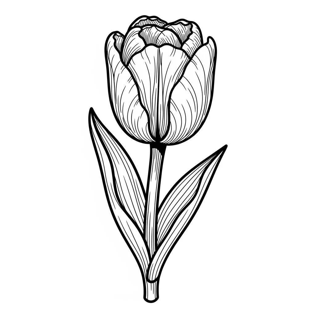 Desenho de Flor de Tulipa para Colorir