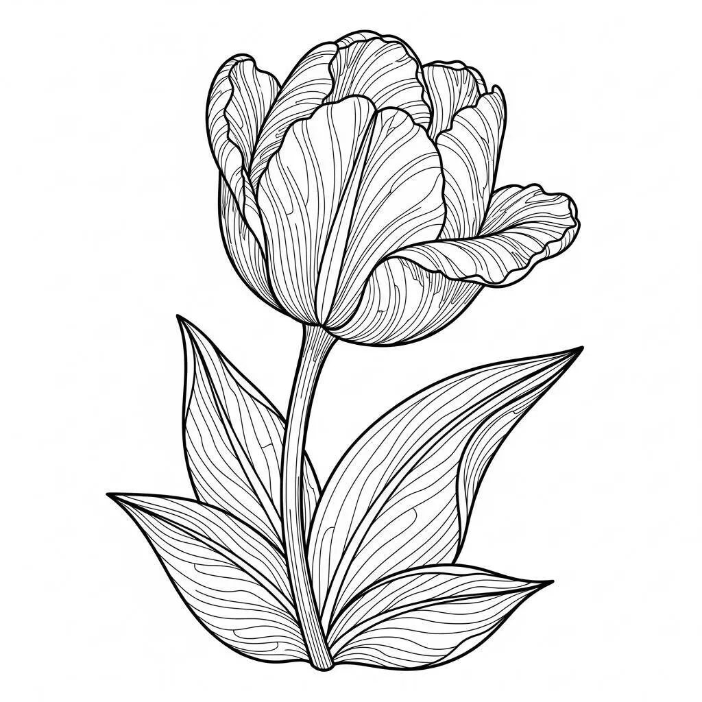 Desenho de Flor de Tulipa para colorir