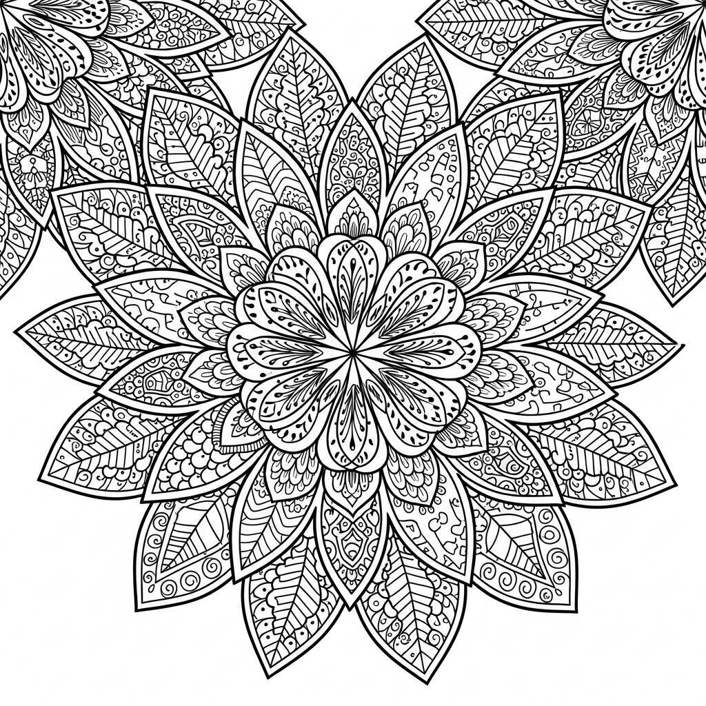 Desenho de Flores Estilo Mandala para Colorir