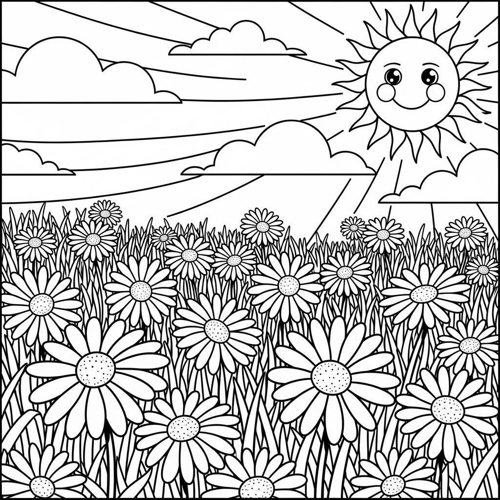 Desenho de Flores Margaridas para Colorir