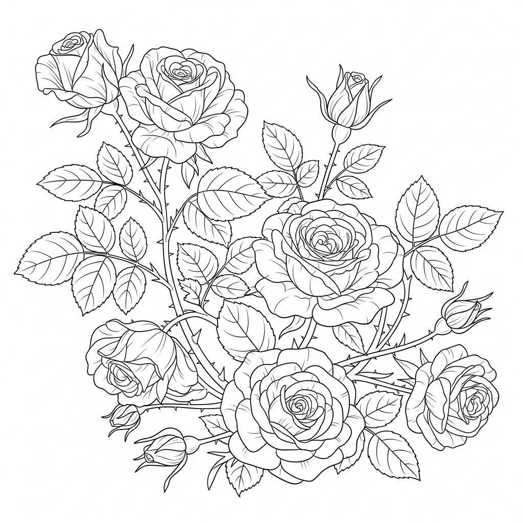Desenho de Flores Rosas para Colorir