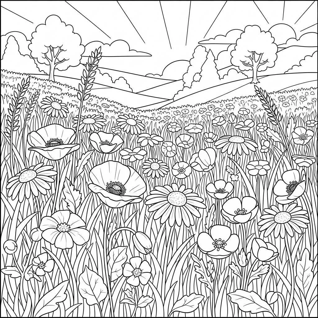 Desenho de Flores Silvestres para Colorir