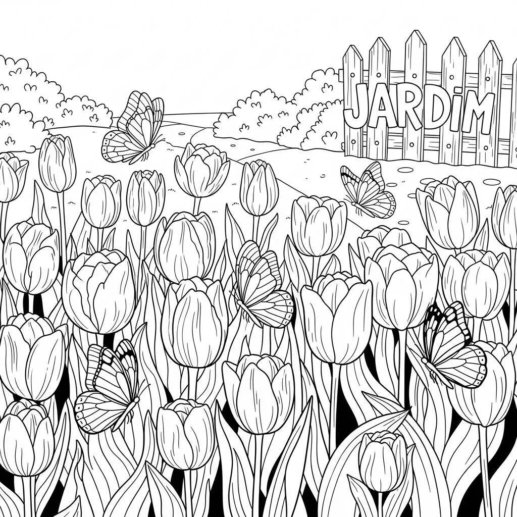 Desenho de Flores Tulipas para Colorir