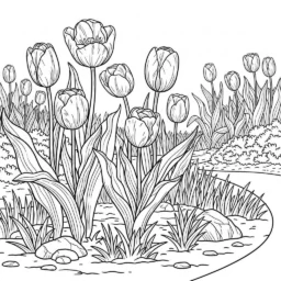 Coloriage de fleurs de tulipes
