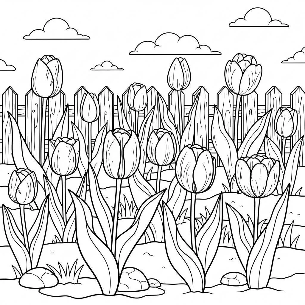 Desenho de Flores Tulipas para Colorir