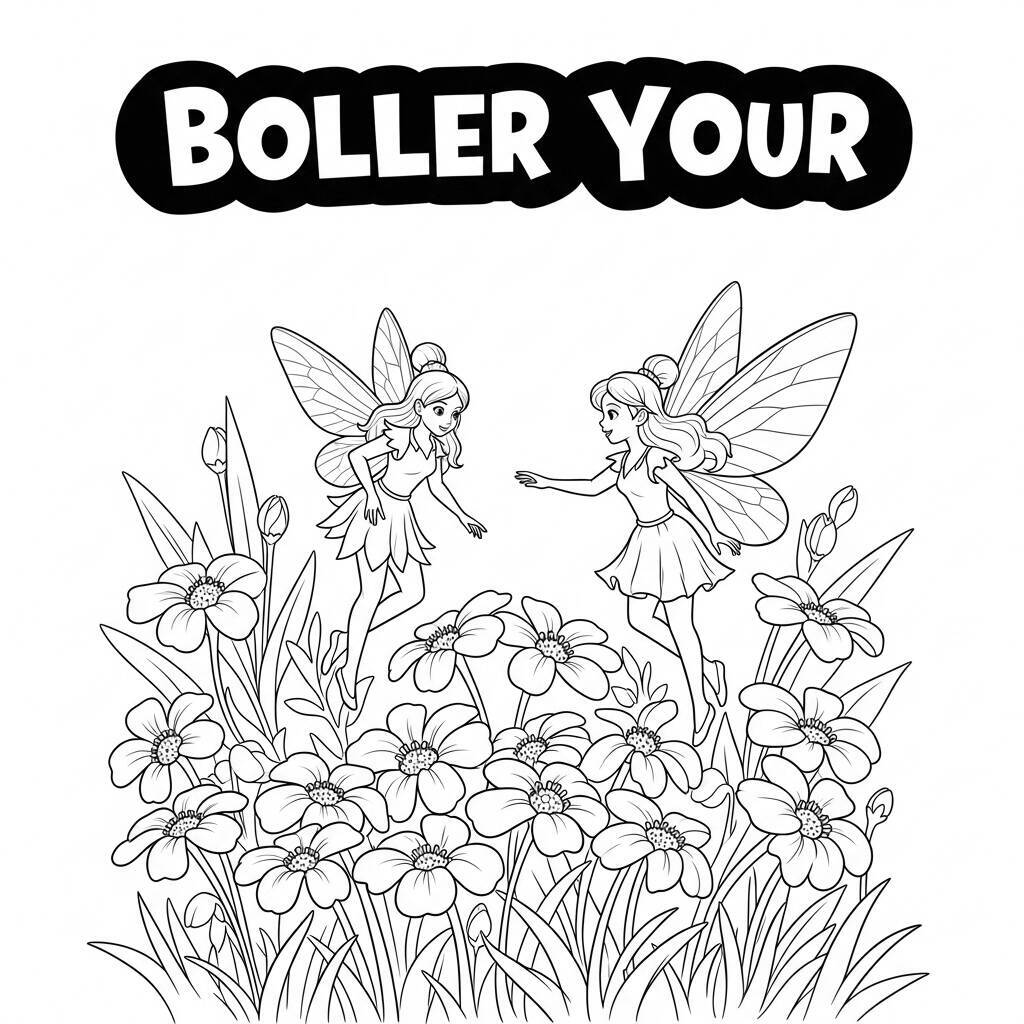 Desenho de Flores e Fadas para Colorir