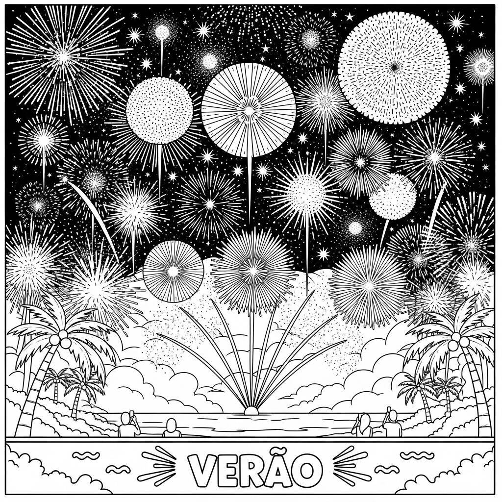 Coloriage de feux d'artifice d'été