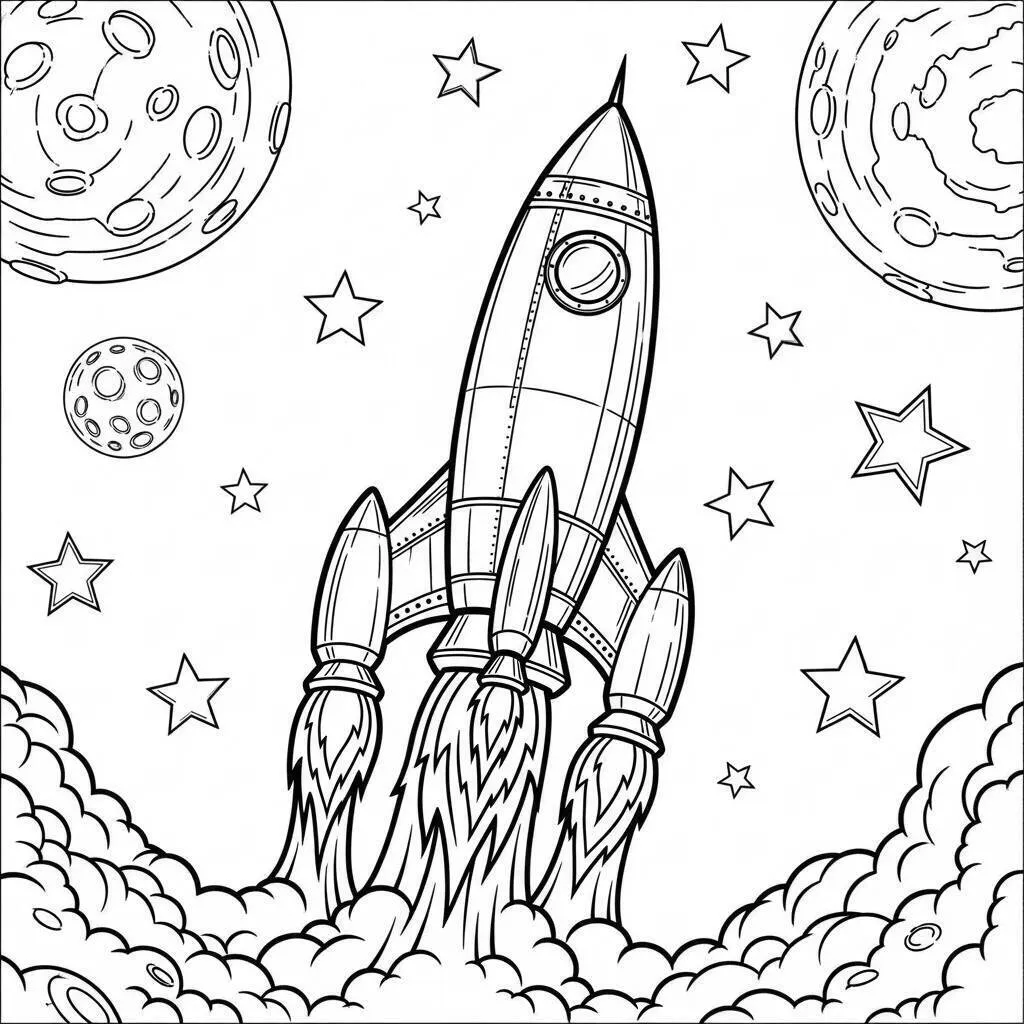 Desenho de Foguete Espacial para Colorir