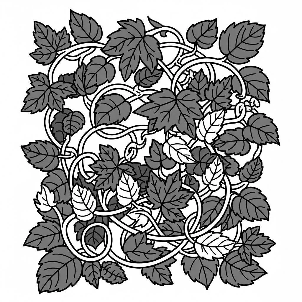 Desenho de Folhas Verdes para Colorir