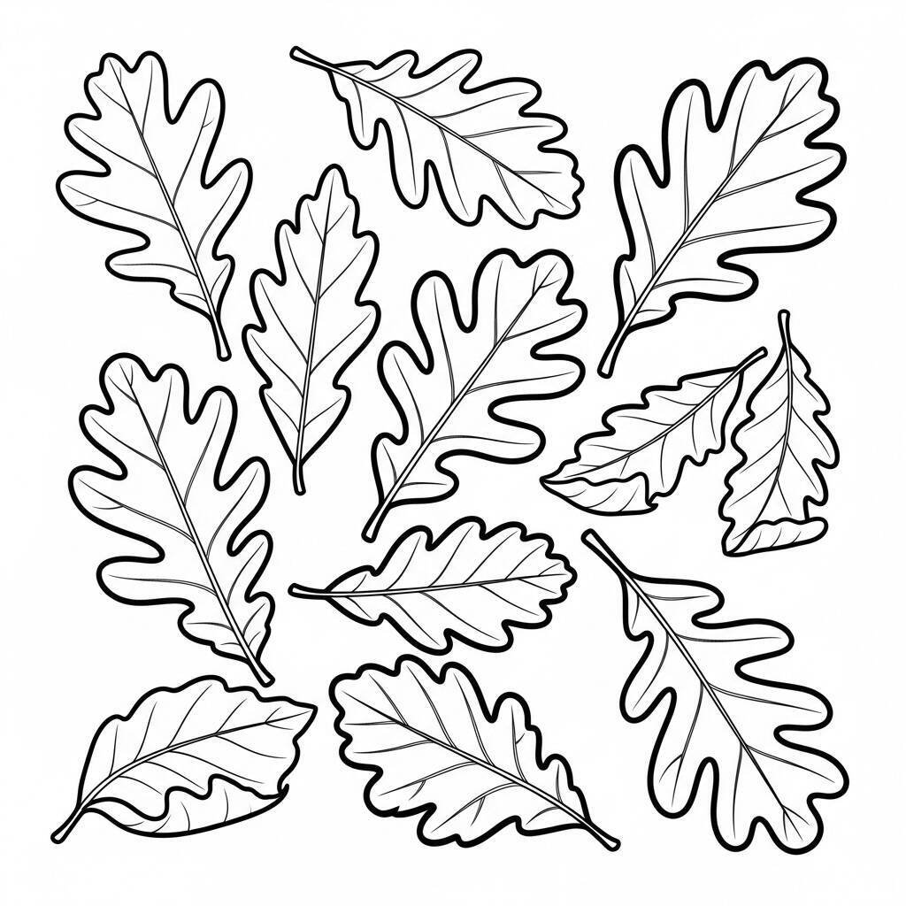 Coloriage de feuilles de chêne