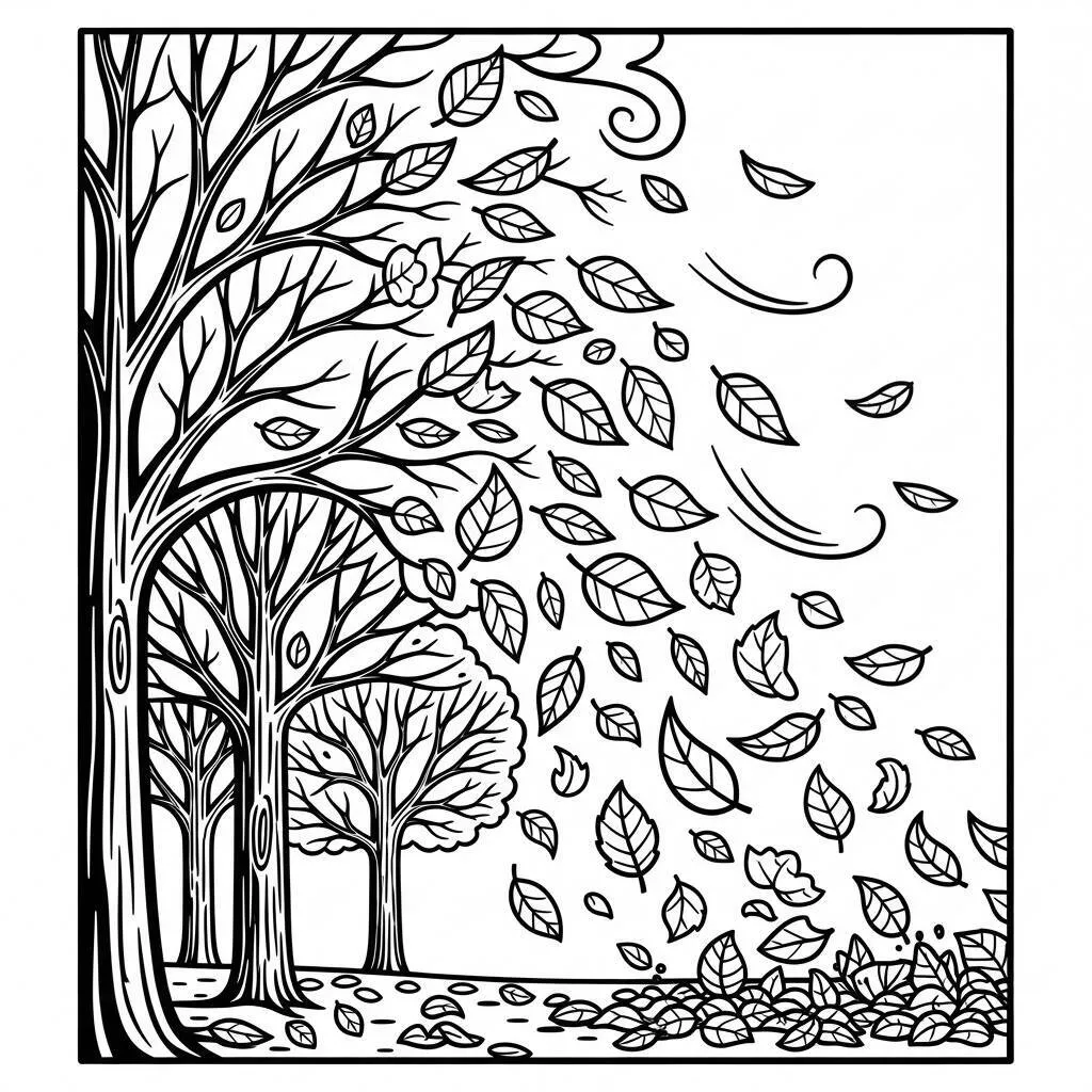 Desenho de Folhas de Outono para Colorir