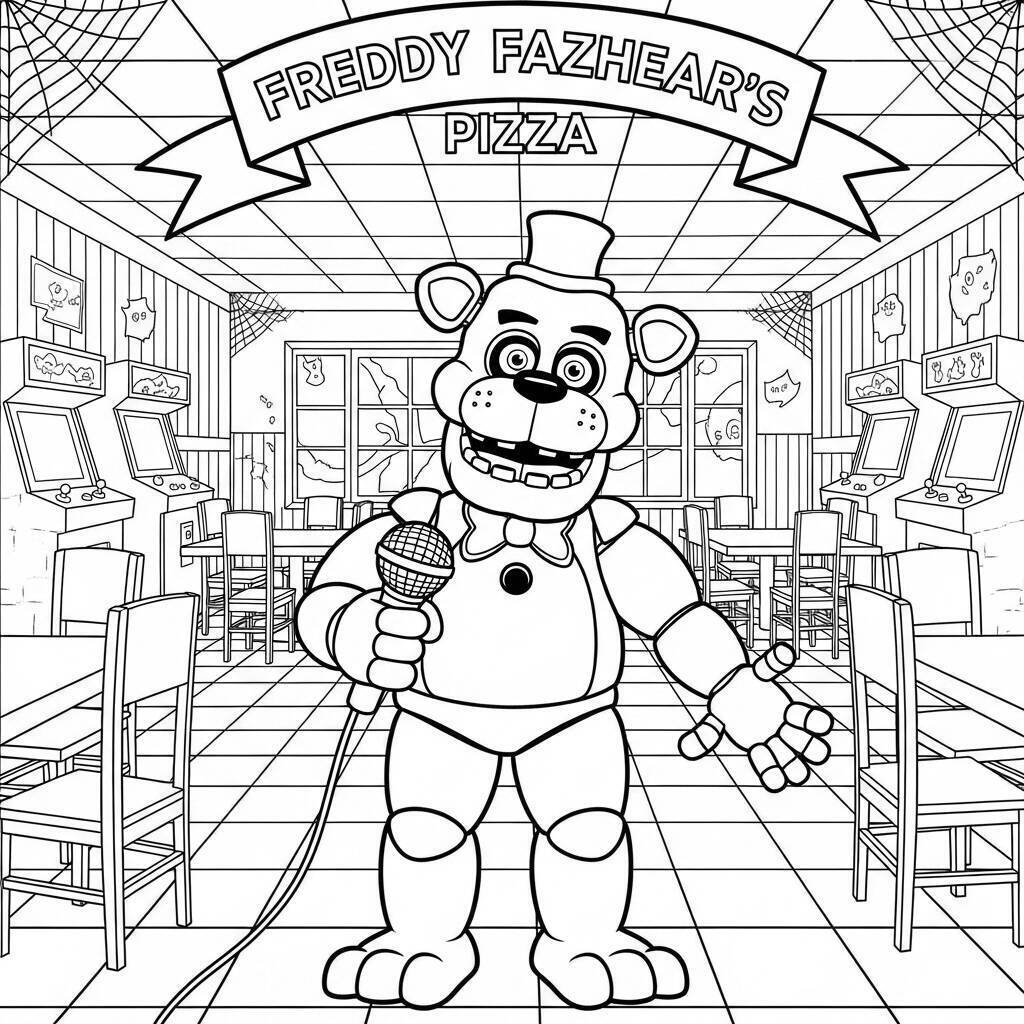 Desenho de Freddy Fazbear de Five Nights at Freddy's para colorir