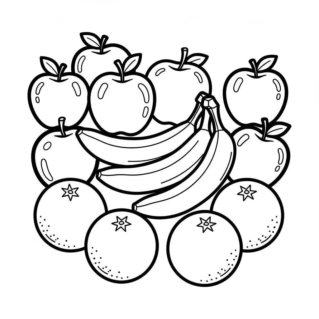 Desenho de Frutas Diversas para Colorir